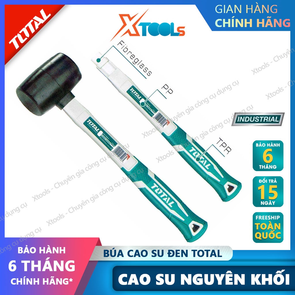 Búa cao su 2 đầu TOTAL 220-450g búa cao su giảm chấn, ốp lát gạch, làm mộc, sửa chữa cơ khí, cán nhựa chống trượt