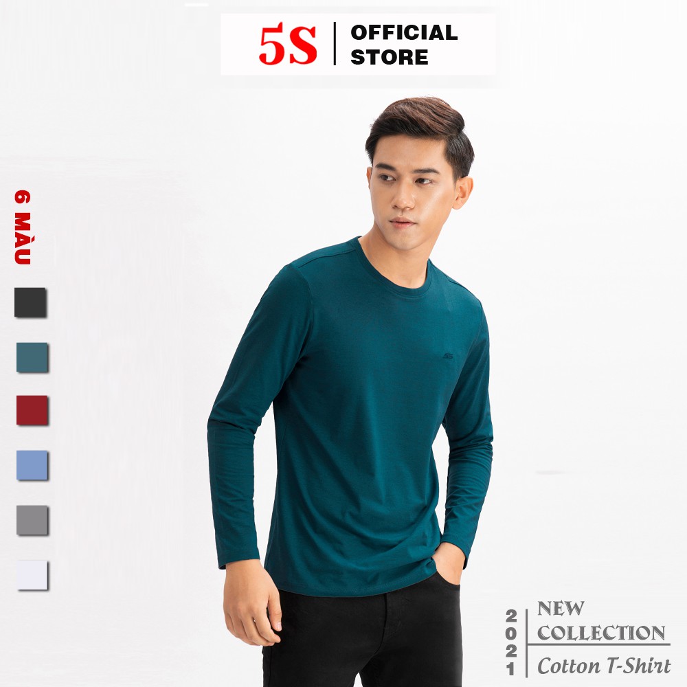 Áo Thun Nam Cổ Tròn 5S Dài Tay (6 màu), Chất Cotton Cao Cấp, Không Phai Màu, Co Giãn Tốt, Phom Dáng Trẻ Trung