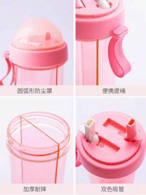 Bình, Ly, Cốc Nước Chia 2 ngăn tiện lợi 400ml SHT01 Nhựa ABS cao cấp an toàn cho sức khỏe