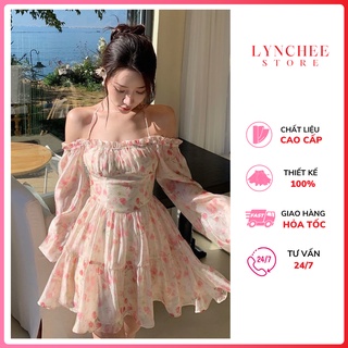 Đầm hoa trễ vai công chúa bánh bèo tiểu thư đi chơi đi tiệc sang chảnh - Lynchee Shop