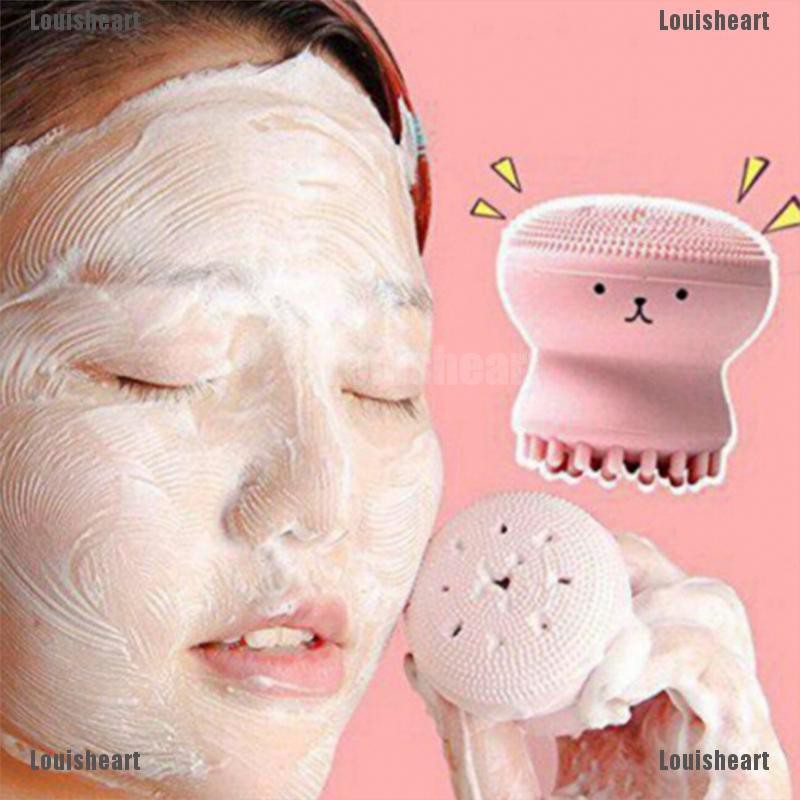 [Louisheart] Dụng Cụ Rửa Mặt Silicone Hình Bạch Tuộc Nhỏ Đáng Yêu