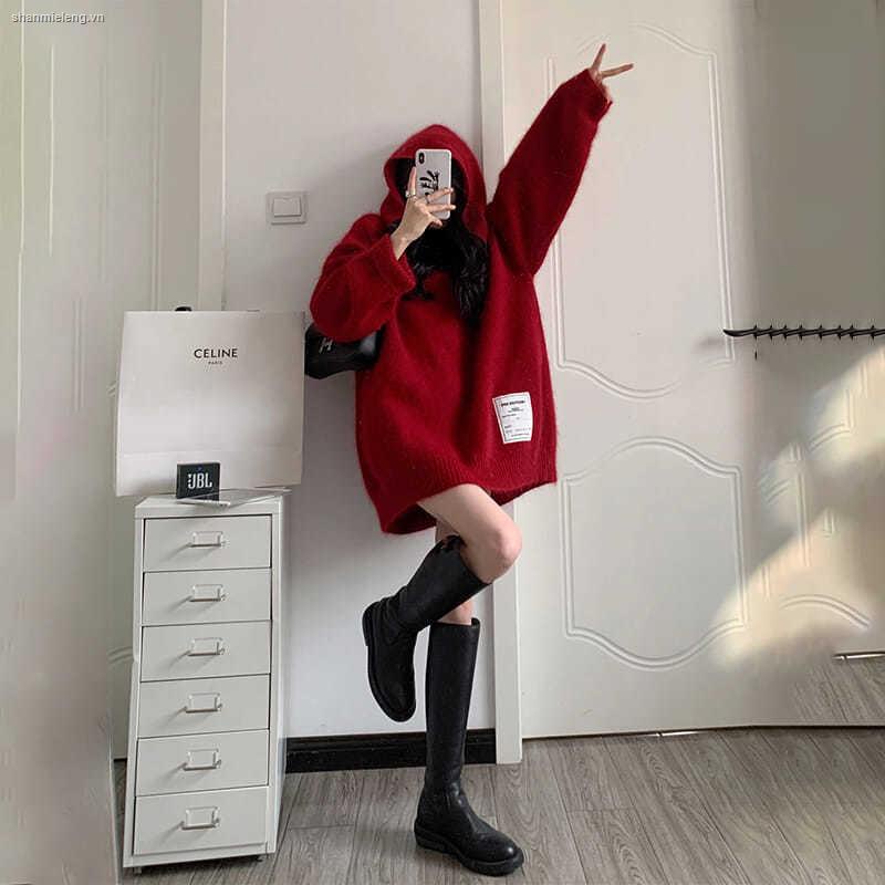 Áo sweater nữ dáng rộng màu trơn retro thời trang Hàn Quốc 2022