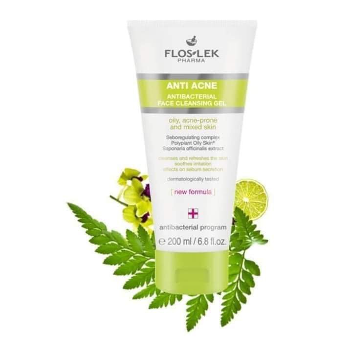 Sữa Rửa Mặt Floslek Dạng Gel Cho Da Nhờn Mụn Anti Acne Bacterial Face Cleansing Gel 125ml-200ml