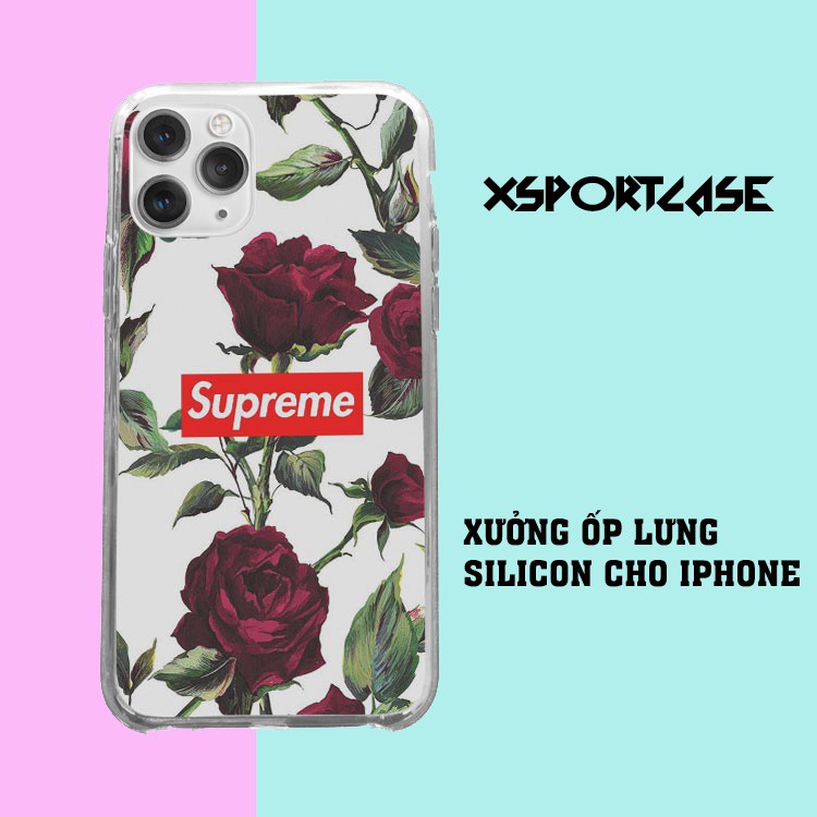 Ốp iphonen 12 đẹp XSPORTCASE Supreme hoa cẩm chướng Iphone 7 - Iphone 12 pro max SUPPOD00306