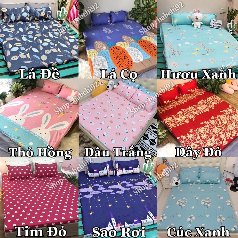 Combo Ga giường và 2 vỏ gối cotton Poly bộ ga trải giường thun drap chun nhiều mẫu lựa chọn | BigBuy360 - bigbuy360.vn
