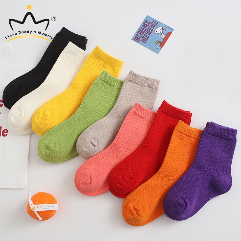 Vớ Cotton Giữ Ấm Màu Kẹo Dễ Thương Dành Cho Bé Trai Bé Gái