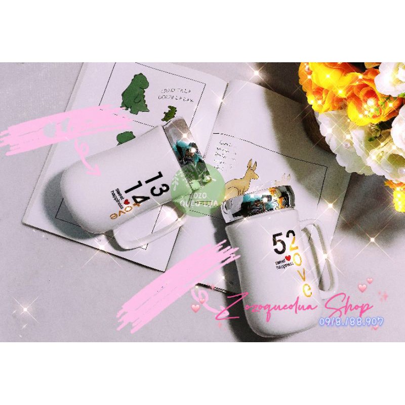 Ly (cốc) sứ giữ nhiệt nắp tráng gương cao cấp ( hình ngẫu nhiên )