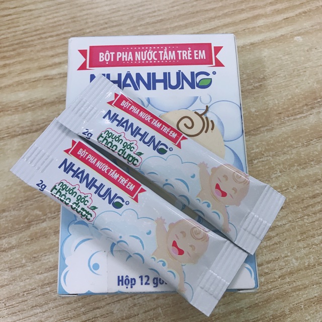 Bán lẻ 1 bịch 10 gói Bột pha nước tắm trẻ em nhân hưng
