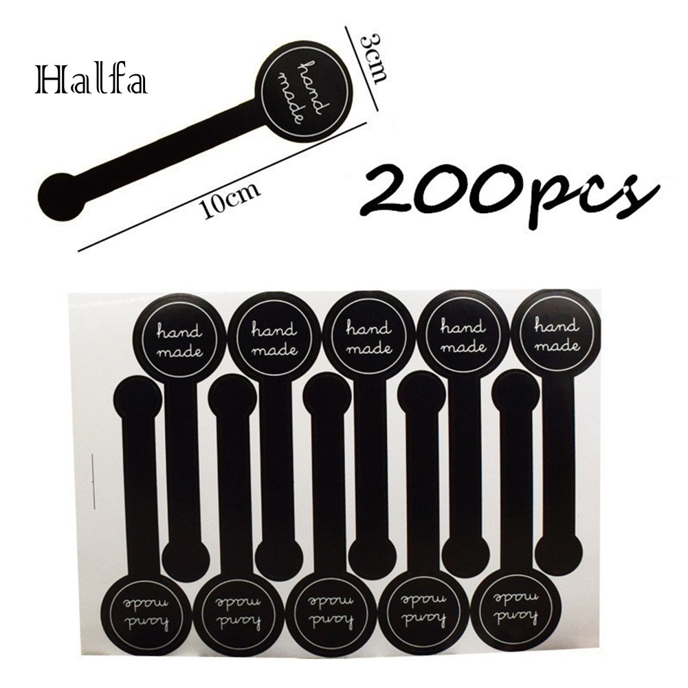 Cf❋ Set 200 Miếng Dán Trang Trí Túi Quà In Chữ Handmade Xinh Xắn