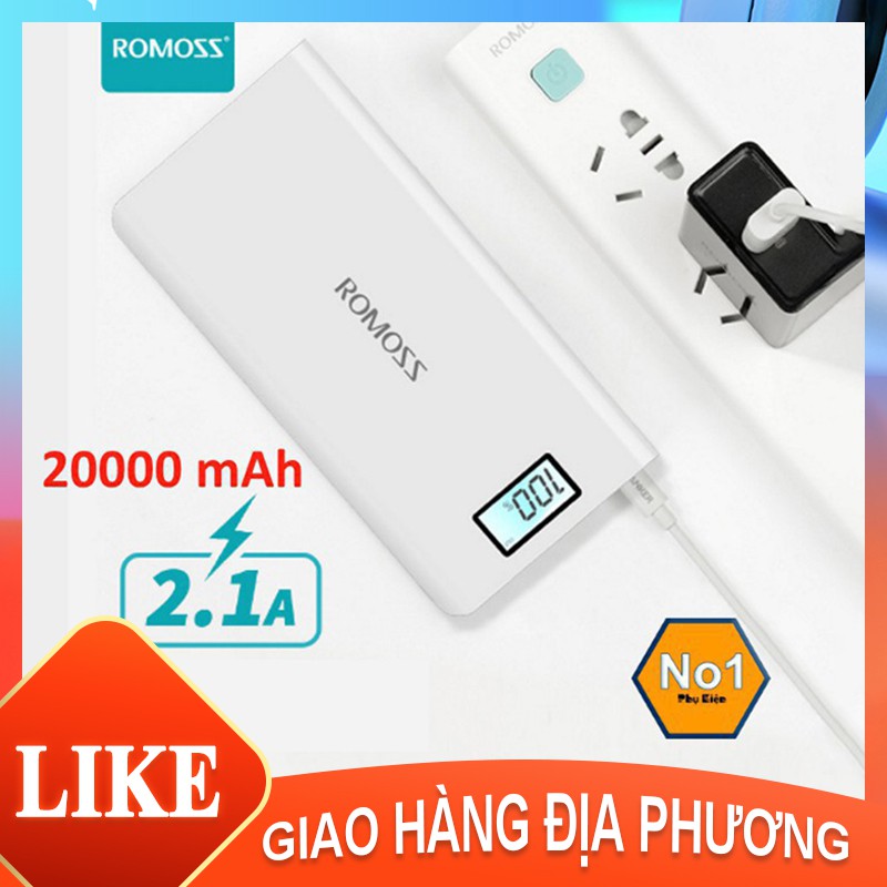 Pin sạc dự phòng Romoss Simple 20 20.000mAh - Tích hợp màn hình LCD - Hàng chính hãng [CDB100010]