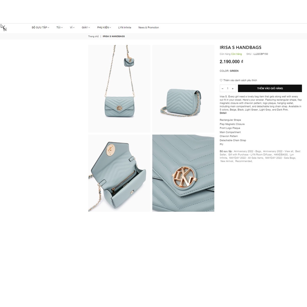 Túi xách Ly.n IRISA S HANDBAGS kèm túi nhỏ lyn