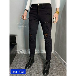 [RẺ VÔ ĐỊCH] QUẦN JEAN NAM SKINNY ĐEN RÁCH KIỂU NEW STYLE