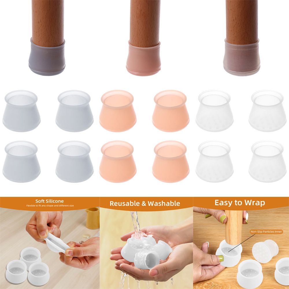 Set 4/16 Miếng Lót Chân Bàn Ghế Bằng Silicon Dày Dặn Chống Trượt Chống Mòn Nhiều Màu Sắc