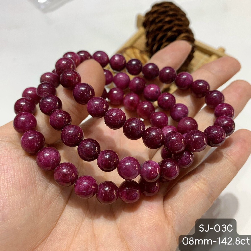 Vòng Tay RB Nam Phi Đỏ Đậm Đẹp Tuyệt Vời Size 8-10mm