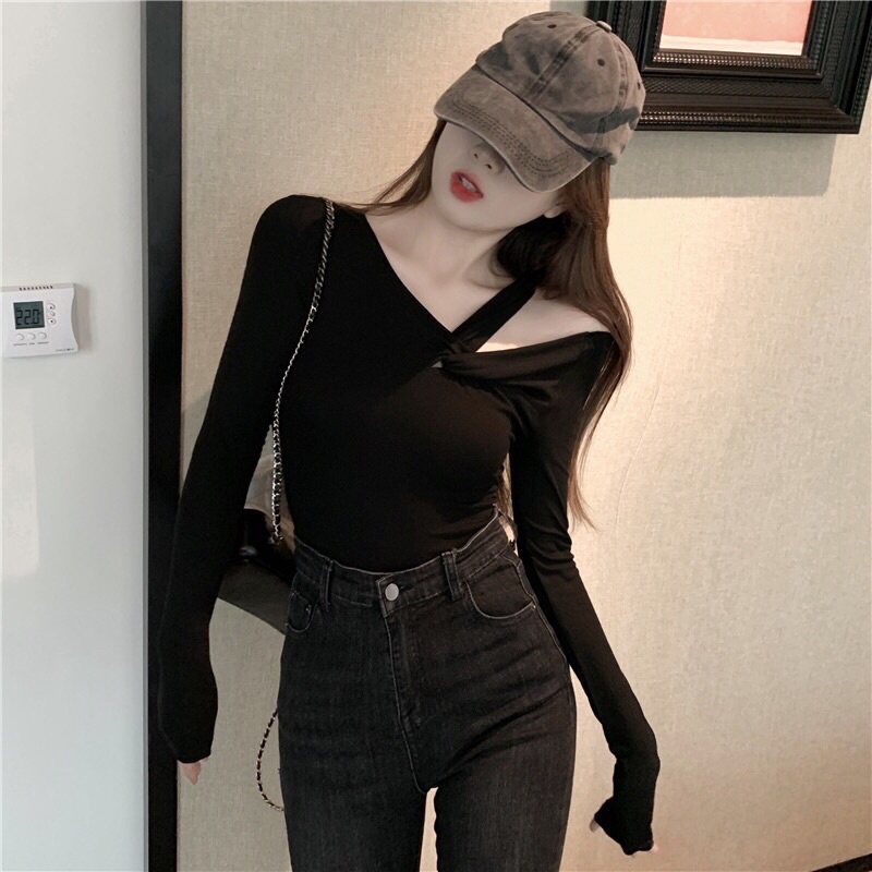 Áo body, sexy, bó sát ✔️ thun dài tay ✔️ xoắn áo trễ vai gợi