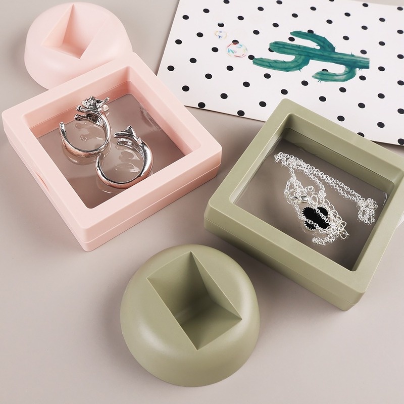 Hộp Nhựa PE Trong Suốt Sáng Tạo 3D Dùng Trưng Bày Trang Sức Có Đế Đỡ Vòng Cổ