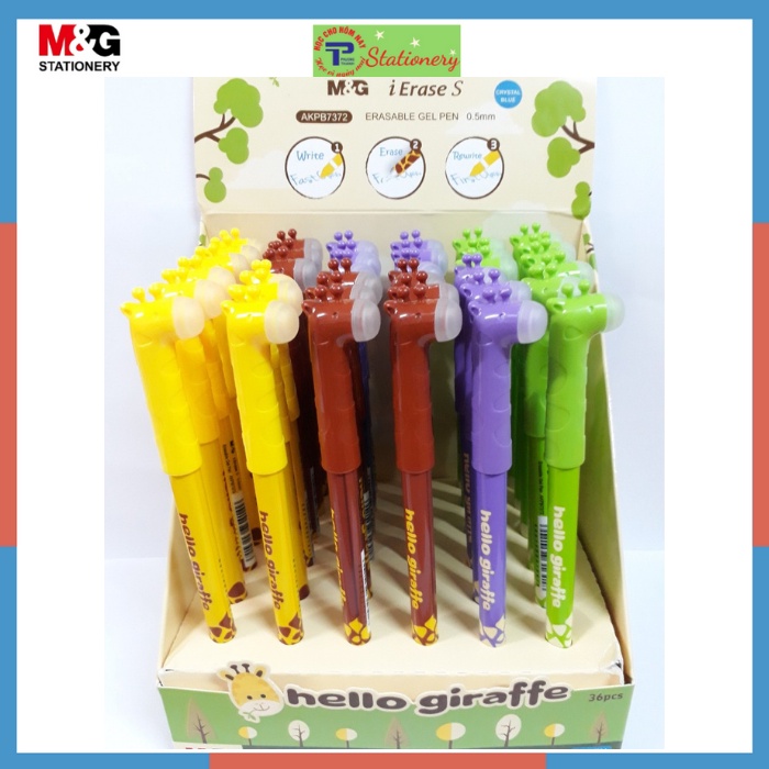 Bút nước xóa được hình hươu cao cổ xinh xắn dễ thương mực xanh M&G 7372, hàng chính hãng