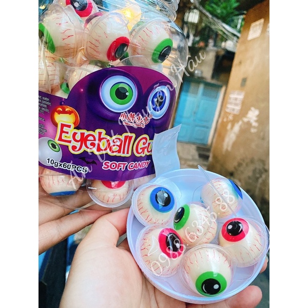 Kẹo dẻo có nhân hình con mắt/dưa hấu/trái dâu/con vịt/kẹo mông,..