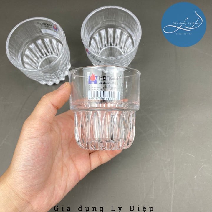 BỘ 6 LY THỦY TINH CAO CẤP ĐẾ SỌC HONGLI