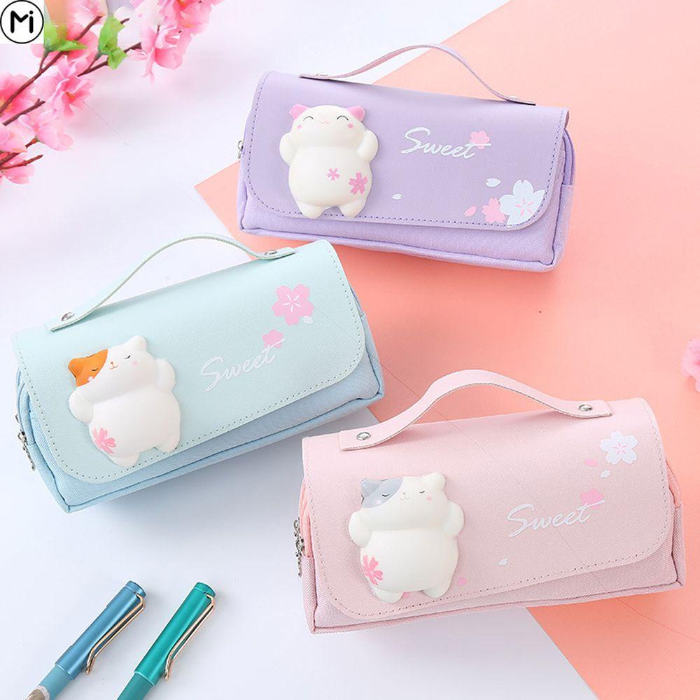 Hộp Đựng Bút Hai Ngăn Họa Tiết Hoạt Hình Dễ Thương Cho Bé Gái