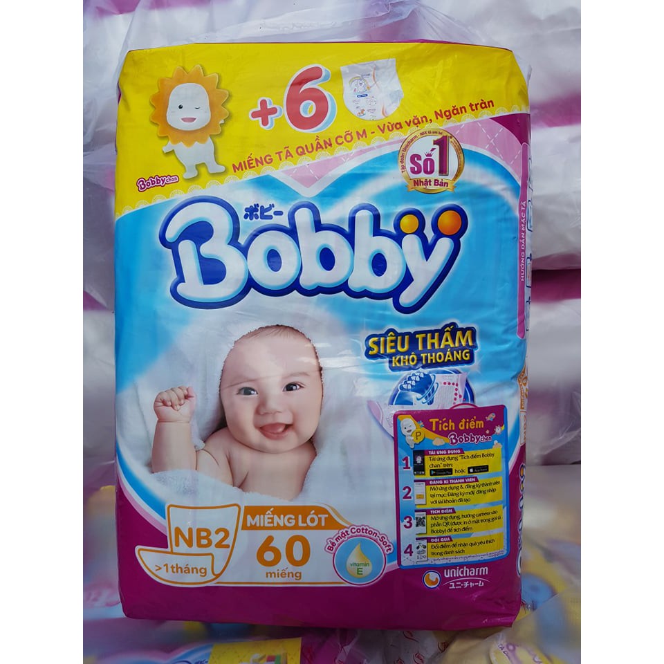 Miếng lót sơ sinh Bobby Newborn 2-60 miếng tặng 6m tã quần M