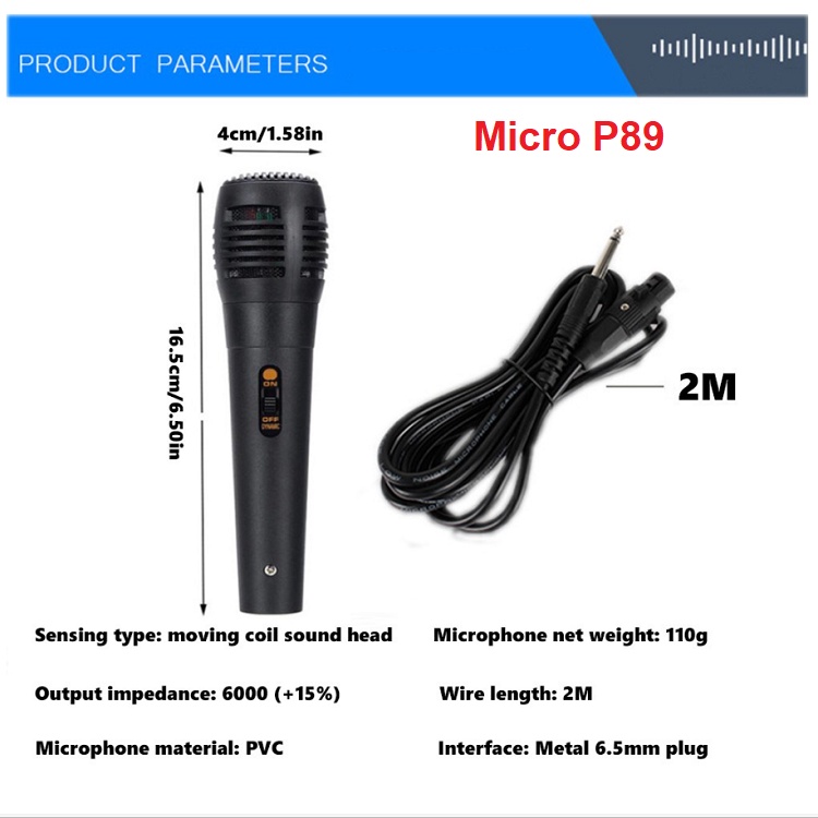 Micro P89 Hát Karaoke, Mic Có Dây Giá Rẻ, Dùng Cho Tất Cả Các Loa Kéo - Loa Hát Mini Di Động - Mixer - Amply - Trợ Giảng