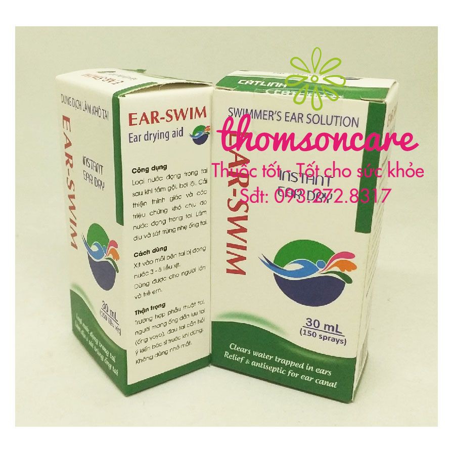 Dung dịch làm khô tai EAR - SWIM - Làm dịu và sát trùng ống tai - Bình xịt 30ml