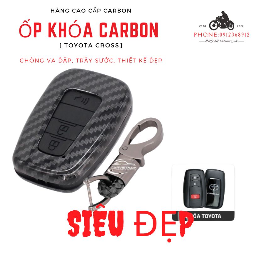 Ốp Chìa Khóa Ô Tô Toyota Corolla Cross Vân Carbon Cao Cấp - Bọc Khoá Xe Hơi Giúp Chống Va Đập MÃ [TOY-13]