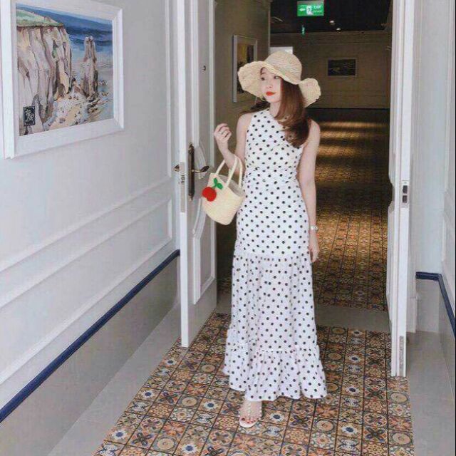 Đầm maxi bi trắng so xinh