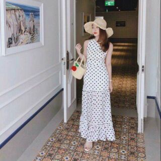 Đầm maxi bi trắng so xinh