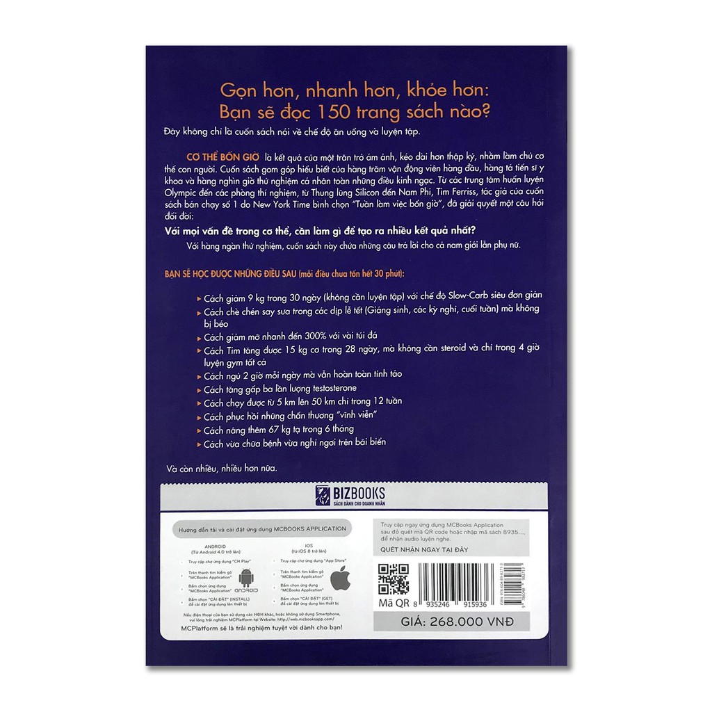 Sách - The 4 - Hour Body: Cơ Thể 4 Giờ (Bí Quyết Cân Đối, Khỏe Mạnh Và Đời Sống Tình Dục Thăng Hoa) - MCbooks | BigBuy360 - bigbuy360.vn