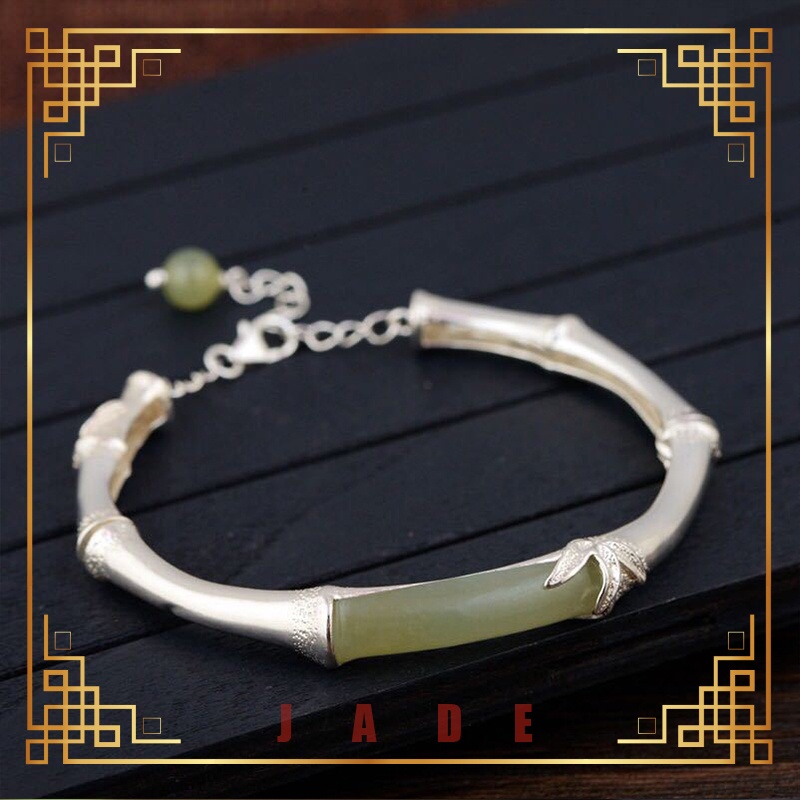 Vòng Tay Bạc 925 Đính Đá Ngọc Bích Thời Trang