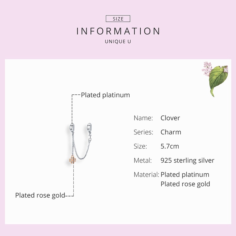 BAMOER Vòng Tay Gắn Mặt Hình Cỏ Bốn Lá Bằng Silicone BạC 925 SCC1261