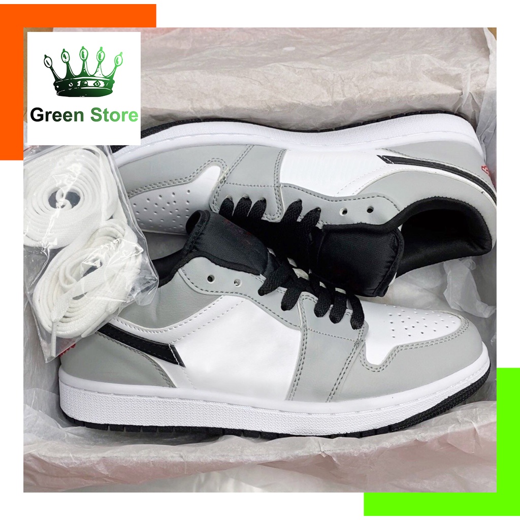 Giày Jordan Cổ Thấp Xám, Giày Jordan Cổ Thấp Xám Gót Thêu Chỉ Đỏ Hàng Cao Cấp Full Box + Bill SHOP NAVY