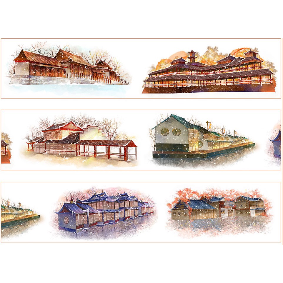 Đoạn chiết hình dán washi tape thành phố Tràng An