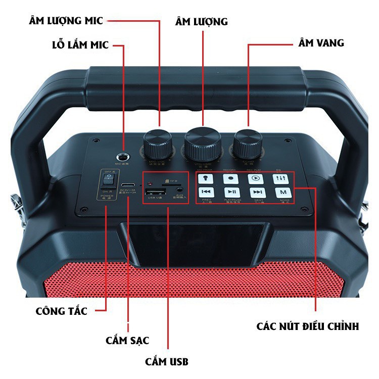 Loa Bluetooth W-King K1S VIMU - Loa karaoke không dây, công suất 40W, Wking T5 T9 K9 K3h K1S, Bass siêu to - BH 12 Tháng