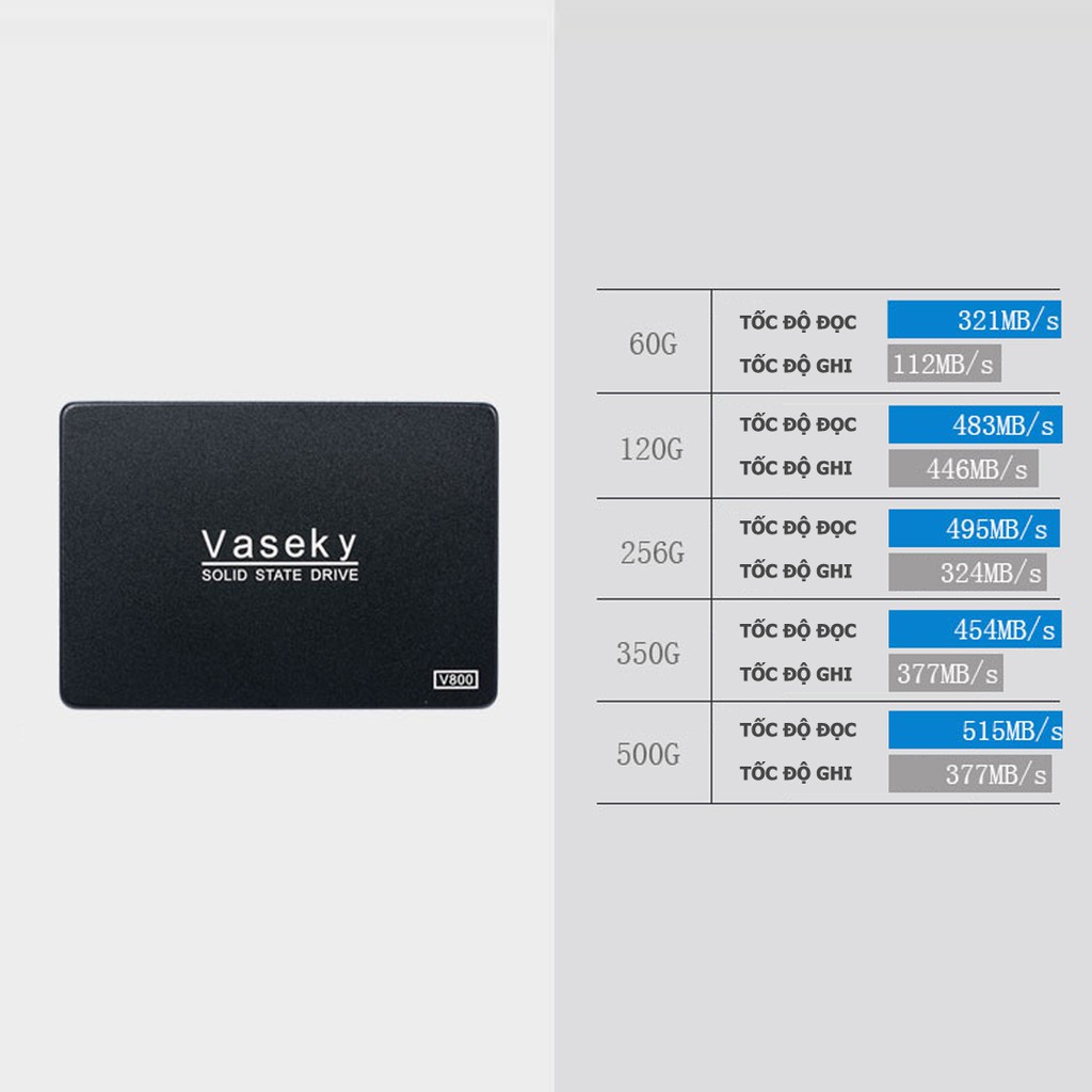Ổ cứng SSD 256gb Vaseky V800 2.5 inch, chuẩn SATA 3.0 giá rẻ, chạy dữ liêu siêu nhanh | BigBuy360 - bigbuy360.vn