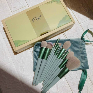 Bộ chổi cọ hãng Fix 13 cây màu xanh cọ kèm túi đựng, bộ chổi cọ fix 13 món chuyên dùng trang điểm