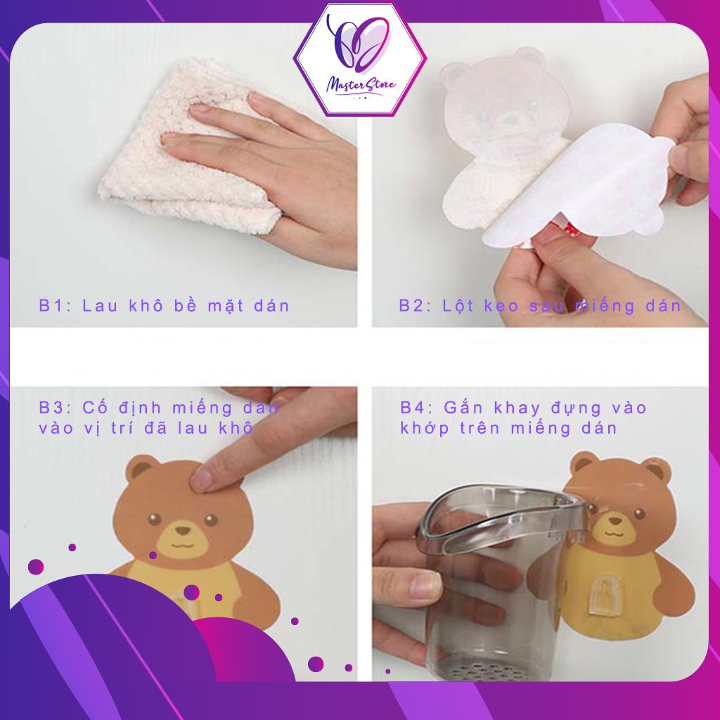 Cốc Gấu đựng bàn chải, kem đánh răng. Cốc Gấu dán tường siêu dính