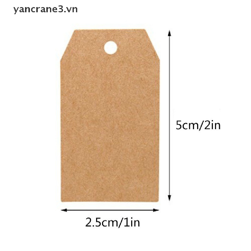 Set 100 thẻ giấy kraft nâu có lỗ dùng trang trí tiệc cưới hoặc tiệc tùng tiện dụng