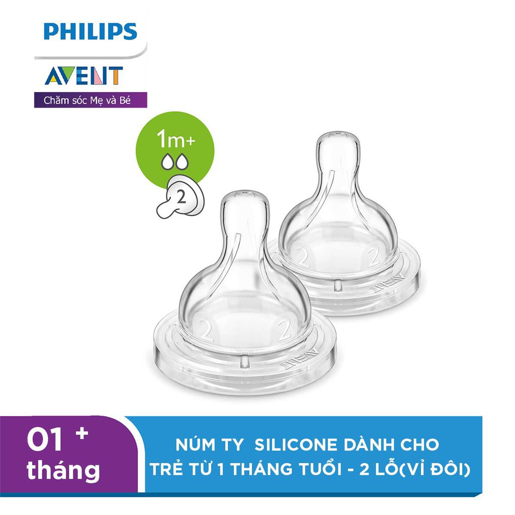 Núm ty  Silicone  cho trẻ sơ sinh  (vỉ đôi)