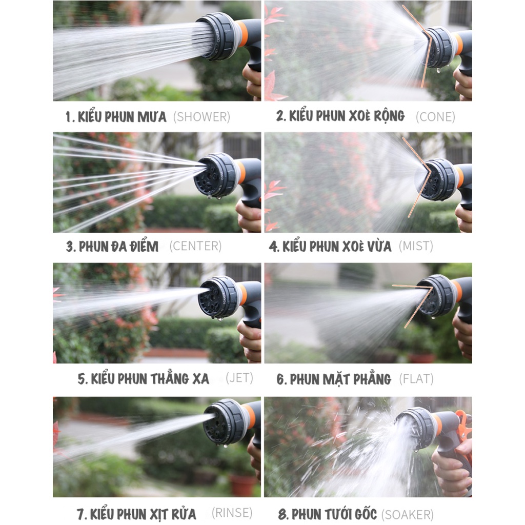 Vòi tưới cây, vòi rửa xe đa năng RC203E. Tặng 1 khớp nối nhanh