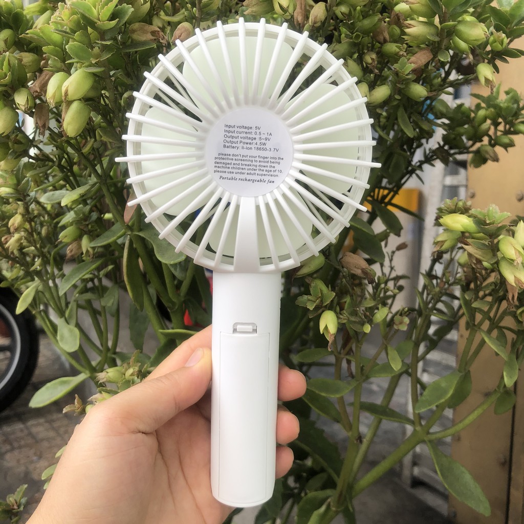 Quạt Sạc Tích Điện USB mini Fan - Kèm Pin và Cáp sạc và Chân đế