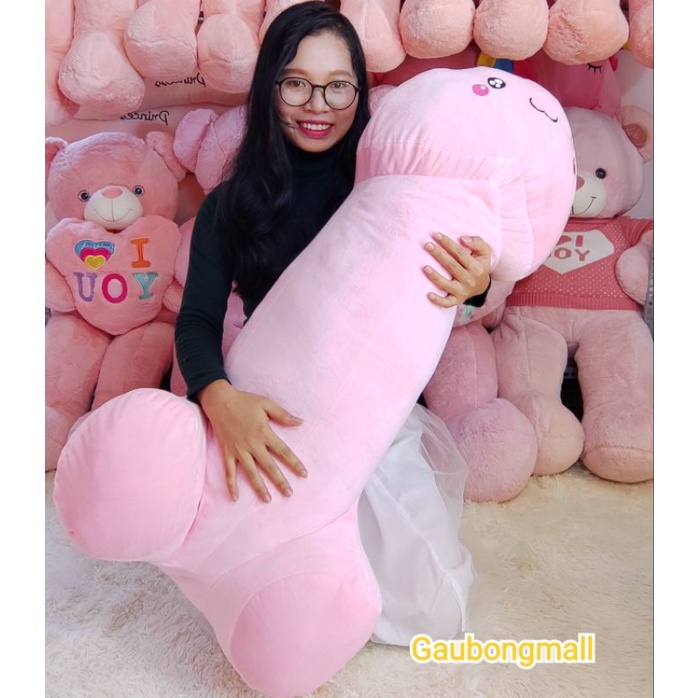 Gấu bông hình ciu dài gối ôm vải nhung mềm mại, nhồi bông gòn trắng size lớn