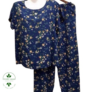 Bộ Quần Áo Lanh Nhung Quần Dài Cho Người Già Trung Niên Bộ Đồ Mặc Nhà Cho Bà Cho Mẹ