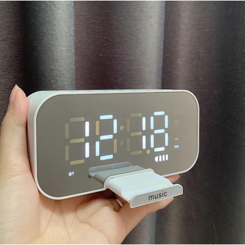LOA BLUETOOTH KIÊM ĐỒNG HỒ MẶT GƯƠNG ĐÈN LED ĐÀI FM