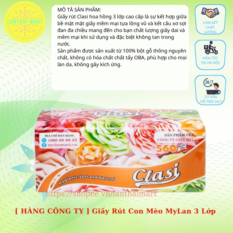 COMBO 4 GÓI Giấy Rút Clasi Hoa Hồng 195 (4 gói/xách)