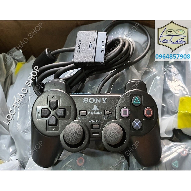 Combo 1 tay game PS2 Kèm 1 Cáp chuyển đổi cho tay cầm máy PS2 sang USB dùng trên máy tính