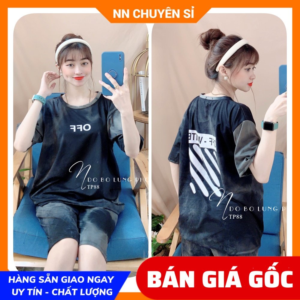 Đồ bộ nữ mặc nhà phom to chất thun mềm mịn mát loang màu in họa tiết dễ thương TP88