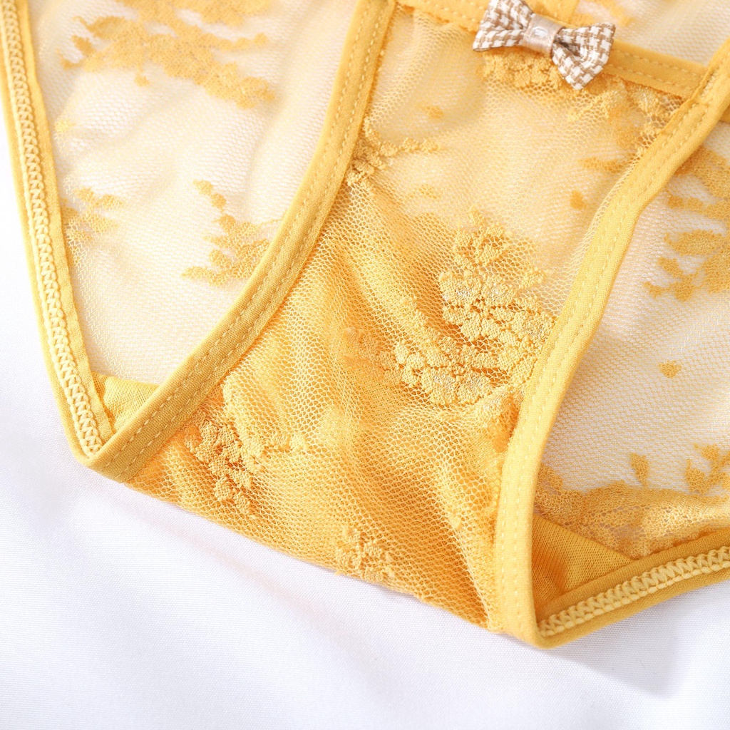 OCEANMAP Quần Lót Cotton Không Đường May Màu Trơn Đính Nơ Thời Trang Cho Nữ